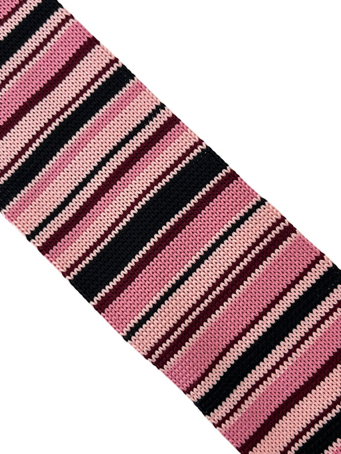 light baby pink and navy blue striped fine knitted tie